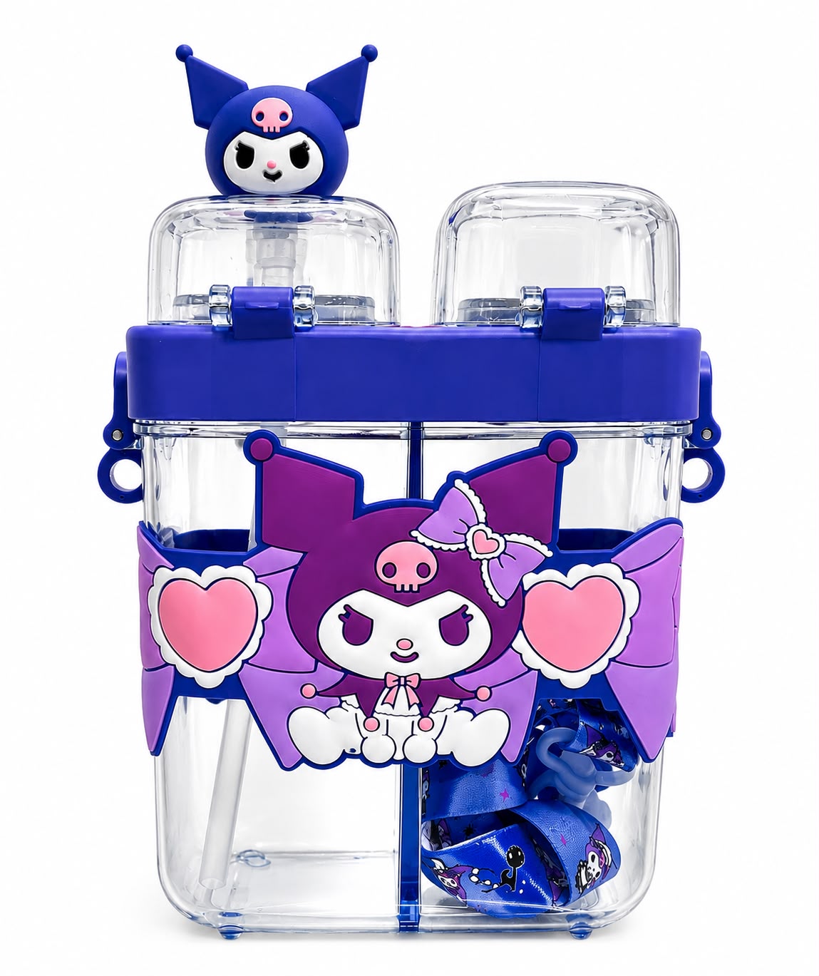 ๐ Cute Kuromi Kids Water Bottle with Dual Drinking Modes & Carry Strap | Leak-Proof