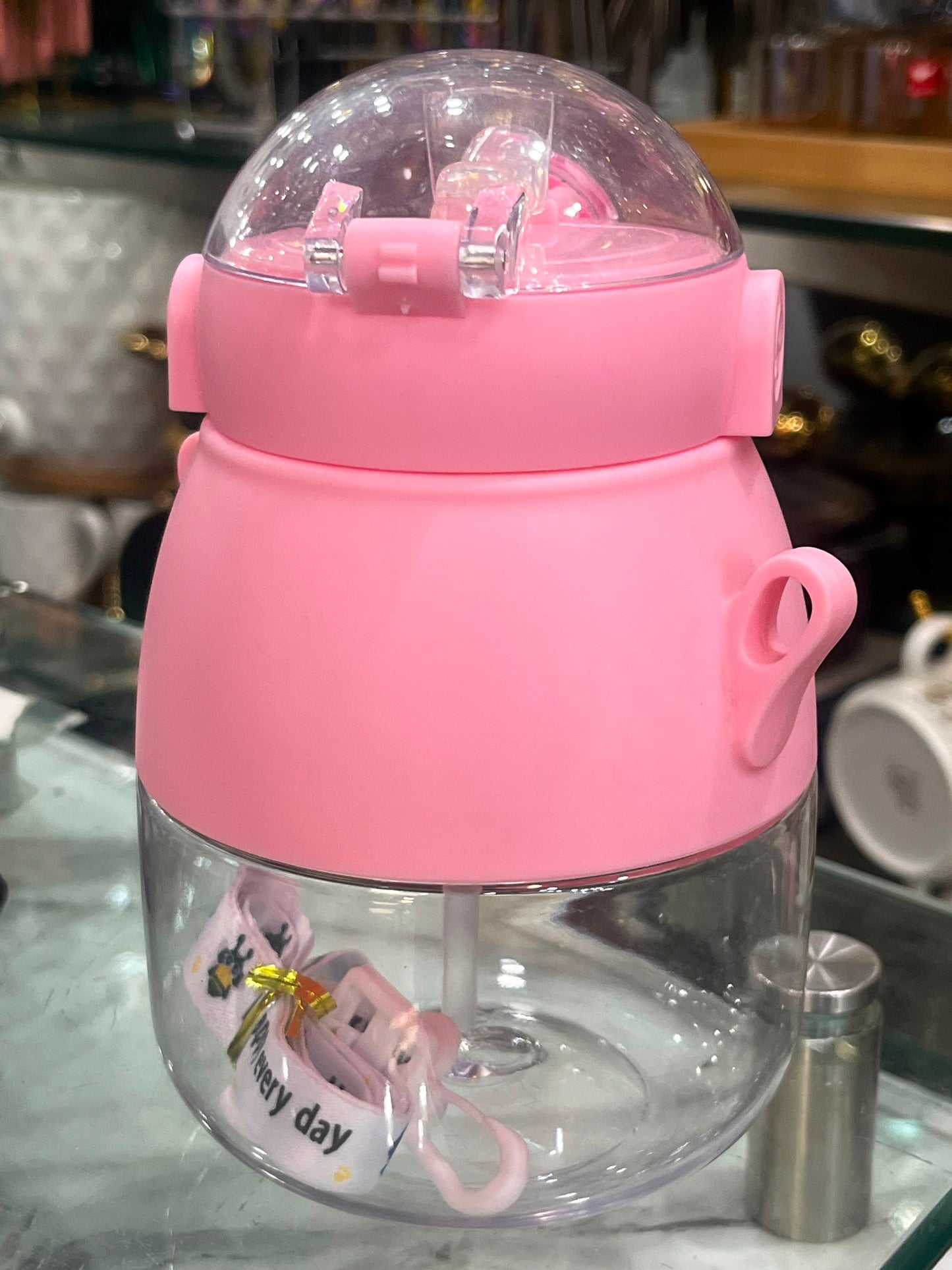🎀 Cute Kids Sipper Water Bottle with Straw & Carry Strap | Leak-Proof Desig