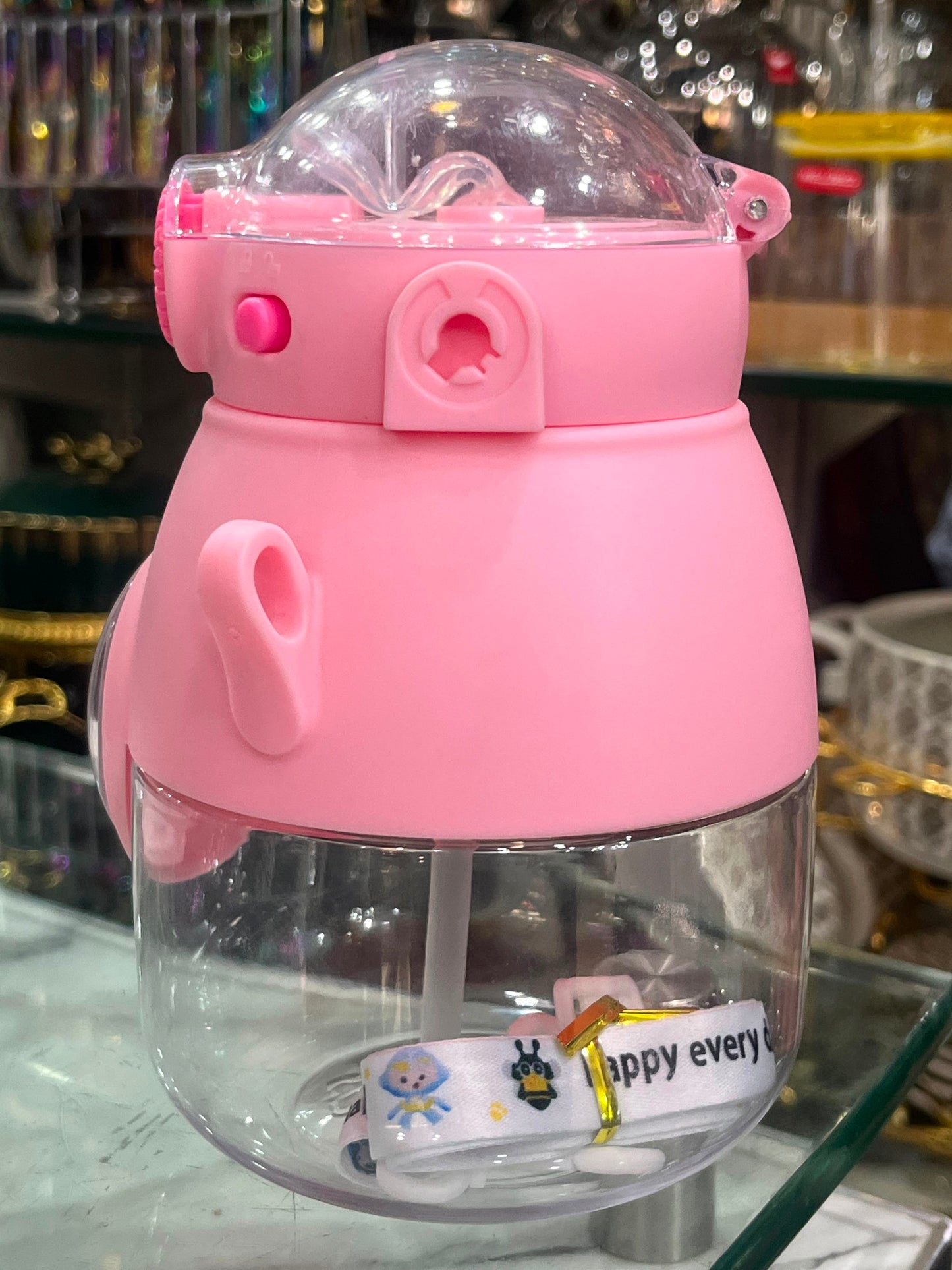 🎀 Cute Kids Sipper Water Bottle with Straw & Carry Strap | Leak-Proof Desig