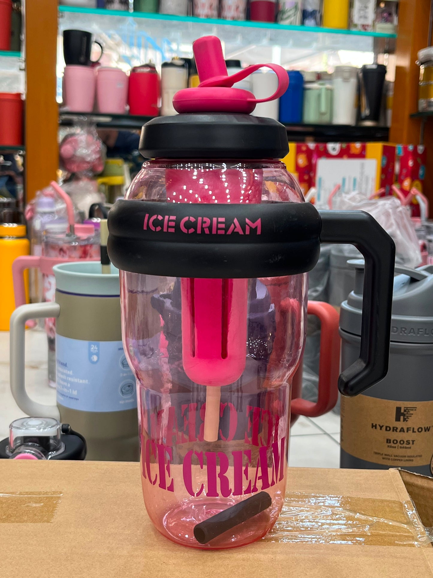 🍦🩷 Vilora Ice Cream Tumbler Water Bottle – Premium Hydration Cup with Handle & Straw 💖