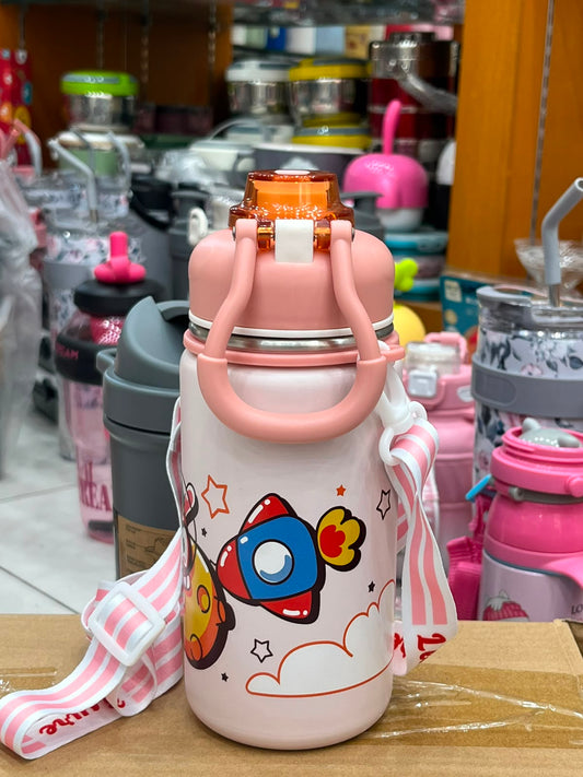 🚀🩷 Vilora Kids Space Adventure Water Bottle – Premium Leak-Proof Bottle with Carry Strap 🌟