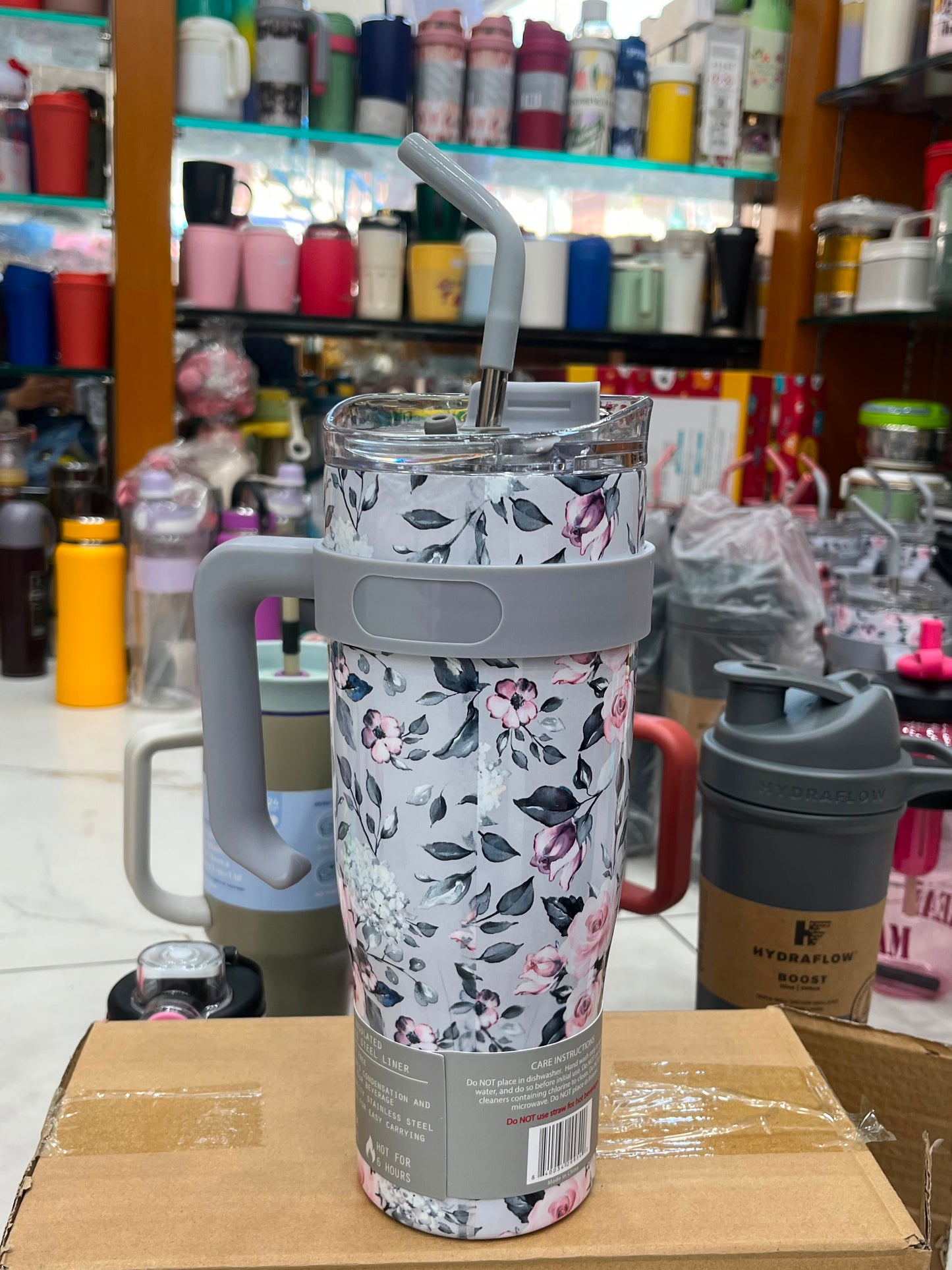 🌸 Vilora Premium Floral Insulated Tumbler with Handle & Straw | 40oz