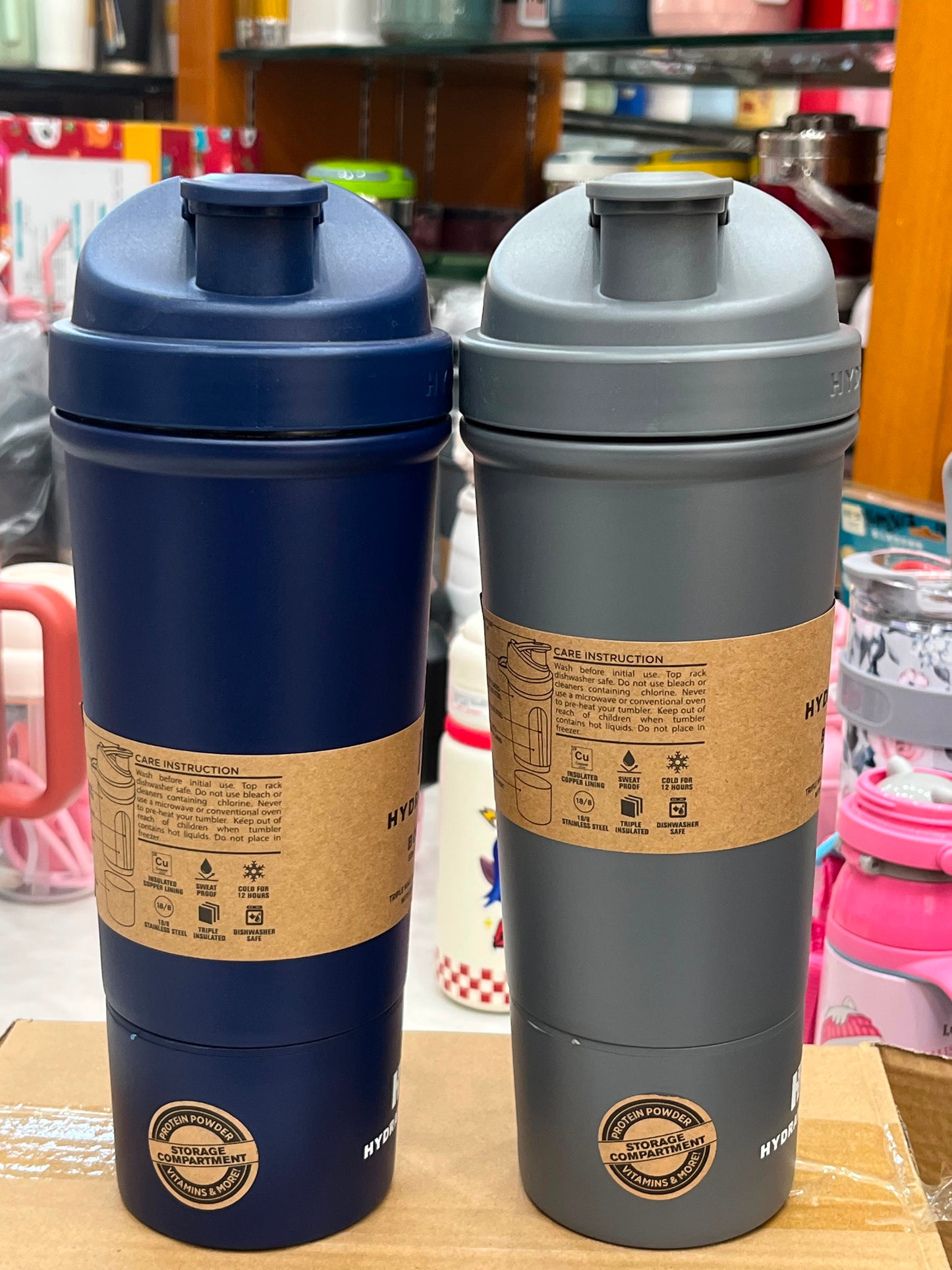 🏋️ Premium Stainless Steel Protein Shaker Bottle with Storage Compartment | 18oz